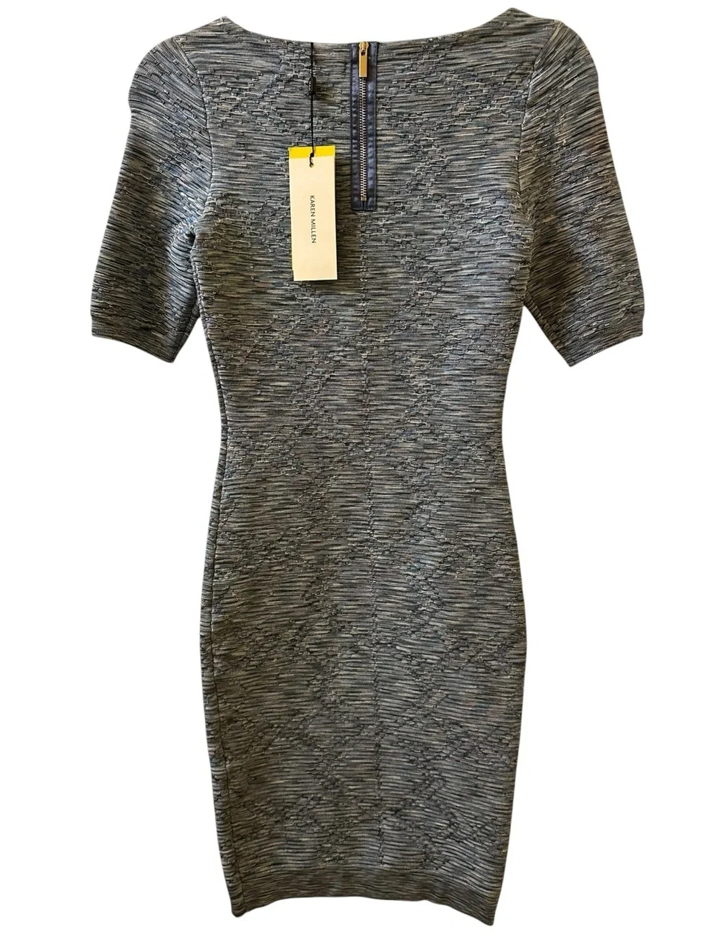 Karen Millen Heathered Gray/blue Bodycon knitted Dress size 1